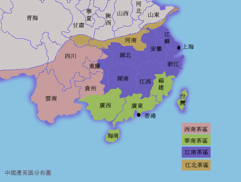 中國産茶區分佈圖